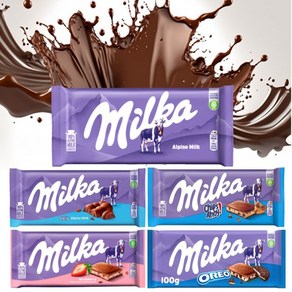 밀카 100% 알프스 우유 초콜릿 milka 5종 100g x 4개 교차가능, 종류:밀크2개+버블리2개