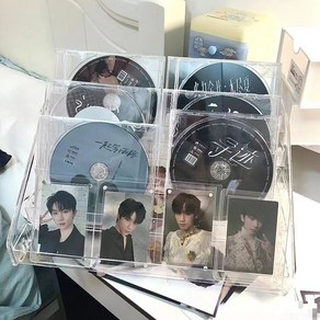 아크릴 투명 cd 정리함 앨범 진열대 디스플레이 보관함 문방구 꽂이 전시대, 업그레이드된 투명 4층 스냅 버클 CD 보관함, 1개