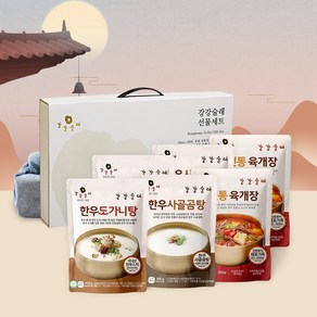 강강술래 프리미엄 선물세트 500g 6팩 (한우도가니탕x2팩+사골곰탕x2팩+육개장x2팩), 3kg, 1세트