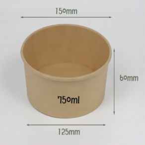 씨케이라이브 친환경 펄프 원형 일회용 도시락 용기 지름 150mm, PET뚜껑+펄프 용기 750ML, 50개, 1개