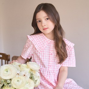 셀덴 [동아백화점 수성점] 시즌오프 50% 여름 프릴러 빅카라 체크 반팔 원피스 EDOW23456-01