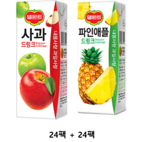 델몬트 드링크 190ml (사과x24팩) + (파인애플x24팩), 48개