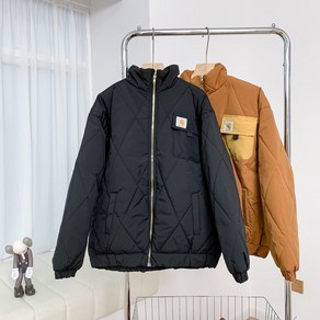 Carhartt wip Carhart 툴링 조수 브랜드 코튼 재킷 두꺼운 따뜻한 스탠드 칼라 지퍼 다이아몬드 그리드 탑