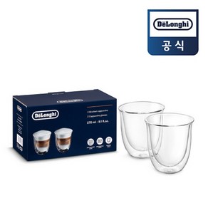 드롱기 카푸치노잔 이중 내열 유리 컵 270ml x2개, 270ml*2, 1개