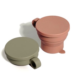 비비또 실리콘 접이식 폴딩 컵 등산컵 160ml 2개 세트, 올리브그레이+핑크브라운, 1세트