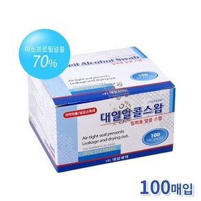 대일 알콜스왑 100p 이소프로판올70% 소독솜 알콜솜, 100개입, 1개