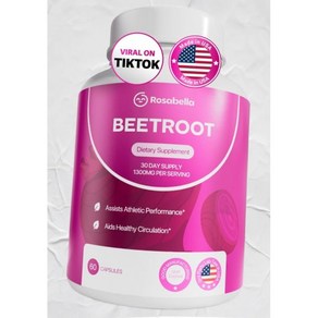 로사벨라 유기농 비트 뿌리 캡슐 1300mg 가루 혈액 순환 자연 에너지 증진 비유전자 변형 완료 60 30일 분량 미국내수용, 1개, 60정