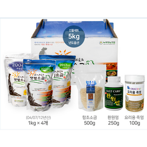 [소금세트]명품 신안천일염4kg(12년/07년/04년 선택)지퍼팩+함초소금500g+환원염250g+요리죽염100g, 1개