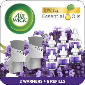 에어윅 Ai Wick Plug in Scented Oil State Kit 라벤더 & 카모마일 에센셜오일 공기청정 워머 2개 + 리필 6개, 1개