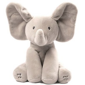 건드 노래하는 까꿍 코끼리 아기를 웃게 하는 신생아 선물 GUND Animated Flappy The Elephant Stuffed Animal Baby Toy, 회색, 1개