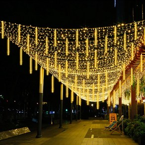 지아이비 태양광 충전 LED 400구 50cm 스노우펄 유성우, 웜화이트