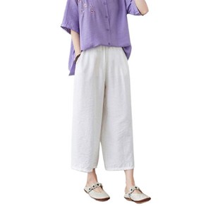 여성 통바지 9부 면 마 린넨 와이드 바지 wide leg pants