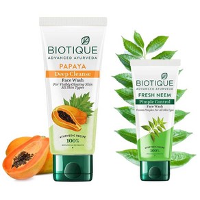 바이오티크 Biotique 바이오 파파야 완벽한 스킨 페이스 워시 150ml & 바이오티크 바이오 Neem 퓨리파잉 페이스 워시 150ml, 1개