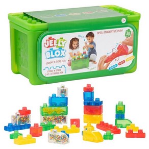 Jelly Blox Stash 'N Stack 2-in-1 보관 케이스 블록 30개 포함  유아 및 미취학 아동용 빌딩 어린이가 쥐어 짜고 늘릴 수 있음 안전 테스트 아프지, Jelly Blox Stash 'N Stack 2-in