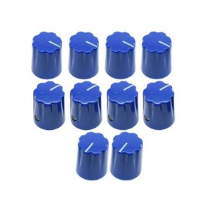 Ohello 10 pcs 블루 기타 Scalloped Edge Knobs 6.35mm Davies 스타일 AMP 이펙트 페달 노브 컨트롤 로터리, 1개