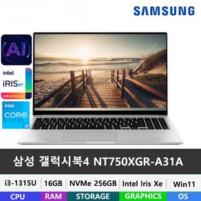 삼성 갤럭시북4 NT750XGR-A31AS i3-1315U/DDR4 16GB/NVMe 256GB/Win11Home, WIN11 Home, 16GB, 256GB, 실버