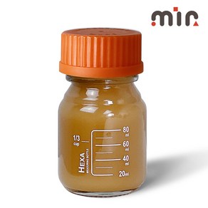 MIR 헥사 눈금유리병 100ml GL45캡 랩보틀 주스 우유 스무디 공병, 오렌지, 1개