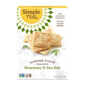 Simple Mills Almond Flour Crackers Rosemary & Sea Simple Mills 아몬드 가루 크래커 로즈마리 및 바다 소금 프리 아마씨