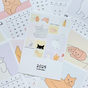 2025년 고양이 캘린더 책상용 엽서 달력 인테리어 감성 선물용 벽 탁상용 미니 데스크 달력, 1개