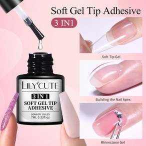 LILYCUTE 소프트 젤 팁 젤 팁 확장 네일 기능 젤 UV LED 네일 젤 흡수 7ml 3 in 1 24, [01] SOFT TIP GEL, 1개