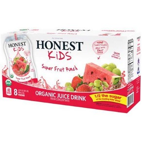 Honest - Honest Kids Oganic Juice Dink Supe Fuit Pun Honest - Honest Kids 유기농 주스 음료 슈퍼 과일 펀치 (2팩, 1개