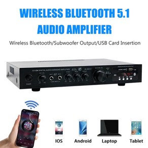 앰프 블루투스 업소용 카페 매장용 오디오 DAC 스피커 AV-369BT 5.1 사운드 홈 시어터 FM USB 리모컨 스테레오 6 채널 하이파이, AU Plug