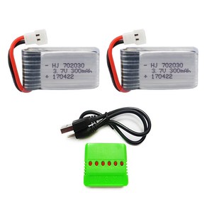 3.7v 300mah 드론배터리충전기세트, (X4) 300mah2개+6in1충전, 1개