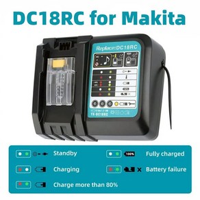 마끼다호환 18V 14.4V BL1860BBL1850BBL1840BL1830BL1820BL1415BL1440 전동 공구 충전기용 DC18RC 리튬 이, [01] DC18RC, [02] EU, 1개