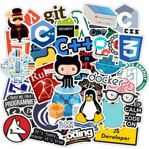 Geek Python 자바 인터넷 프로그래밍 스티커 PHP용 도커 Html 비트코인 비닐 데칼 노트북 휴대폰 학생 선물 50, 50PCS