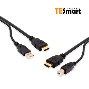 티이스마트 4포트 HDMI KVM 스위치 4K 60Hz 모니터 셀렉터 선택기, HDMI + USB 통합 케이블 3M, 1개