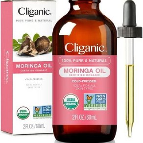 Cliganic 클리가닉 모링가 오일 100 퓨어 얼굴 모발용, 2 Fl Oz(1팩), 1개, 60ml