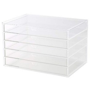 MUJI 겹침 아크릴 케이스 가로 5단 폭 25.5 x 깊이 17 높이 16cm 15915491, 1개