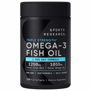 [사은품증정] 스포츠리서치 트리플 스트렝스 오메가3 피쉬오일 1250mg 150정 Triple Strength Omega3 Fish Oil 1250