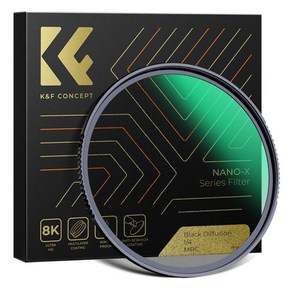 KnF 82mm NANO-X 블랙미스트 디퓨전 (1/4) 필터 - 8K AGC Glass - Black Mist Diffusion Soft Focus Filte, 1개