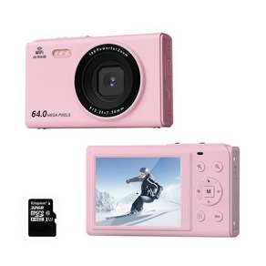 RUN기술 WIFI 6400W 픽셀 HD 디지털 카메라 + 32GB 메모리, 핑크