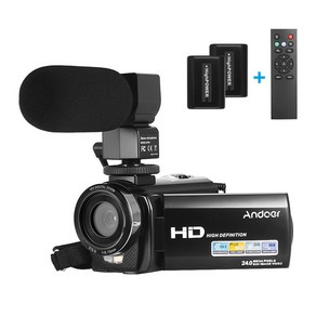 Andoe HDV-201LM 1080P FHD 디지털 비디오 카메라 캠코더 DV 레코더 + M105 외부 마이크, 세트 1