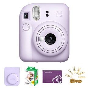 인스탁스 즉석카메라 instax mini 12 라일락 퍼플 + 전용케이스 + 미니필름 20장 + 미니앨범 + 포토라인, 1세트