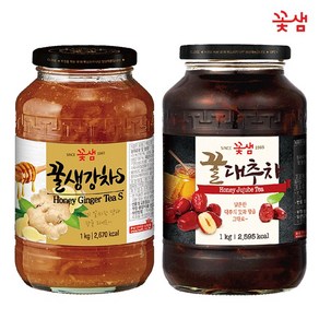 꽃샘 꿀생강차S 1kg + 꿀대추차 1kg, 1