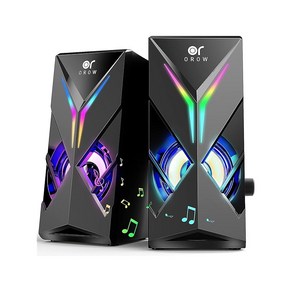 OROW PC 스피커 10W 출력 게이밍 스피커 데스크톱 스피커 RGB 스피커 PC용 스피커 대음량 컴퓨터 스피커 모니터용스피커3.5mm입력S201, 상세페이지 참조, 상세페이지 참조