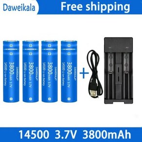 14500 대용량 리튬 이온 배터리 전동 칫솔 면도기 이발사용 충전식 3.7V 3800mAh, 8개