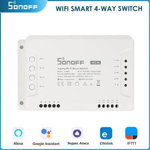 SONOFF 4CHR3 4CHPROR3 4Gang4 Way 와이파이 스마트 스위치 RF 제어 홈 지원 알렉사 구글 스마트싱스 앨리스 Esp32 433mhz, [03] RM433 with BASE, 1개