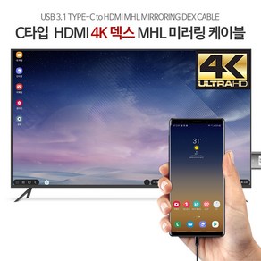 펜타그램 C타입 to HDMI 스마트폰 TV 모니터연결 MHL 미러링 케이블 2M 3M, 충전:2M_레드+블랙, 1개