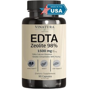 EDTA & Zeolite Clinoptilolite Capsules - 1500mg pe sev USA Made & Tested Suppot - Activated Ulta, 90정, 1개