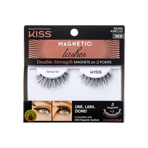 KISS Magnetic Lashes Tempt 1 Pai Synthetic Fals KISS 자기 속눈썹 유혹 5개의 이중 강도 자석이 있는 1쌍 합성 인조 속눈썹 바, 1개