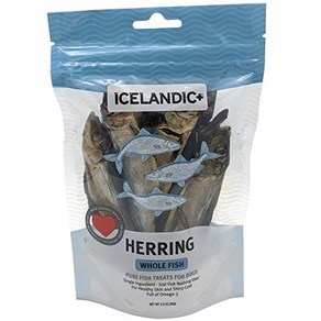 Icelandic+ All-Natual Dog Teats Whole Fish Heing 3 oz. 아이슬란드어+ 천연 개 간식 전체 생선 청어 3온스, Gey, 1개, 226.8g