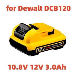 디월트배터리 호환 Dewalt DCB120 리튬 이온 배터리 교체 전동 공구 12V 3Ah DCB123 DCB125 DCB124 DCB122 DCD710, 1개