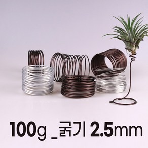 [100g] 분재 공예 원예 알루미늄 와이어 철사 끈 식물 화분 분재용 공예용 원예용, 2.5mm(길이_약7.6미터), 실버100g, 1개