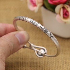 MINISHELL 순은 실버 S925 은 뱅글 BANGLE 팔찌 5mm 선물 잉어 연꽃