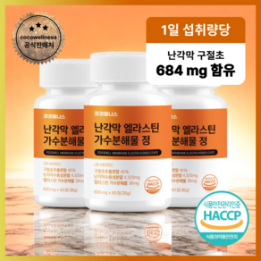 코코웰니스 난각막 엘라스틴 가수분해물 식약청 haccp인증, 3개, 60정