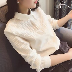 헬렌 심플 화이트 핀턱 셔츠 블라우스 리츠플린BL O-899